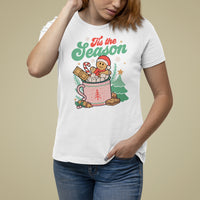Tis The Season Groovy Retro Christmas Gingerbread Hot Cocoa T Shirt - Wonder Print Shop