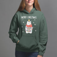 Polar Bear Christmas Tree Costume Red Scarf Merry Christmas Hoodie - Wonder Print Shop