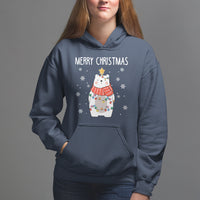 Polar Bear Christmas Tree Costume Red Scarf Merry Christmas Hoodie - Wonder Print Shop