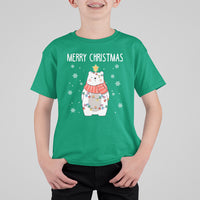 Polar Bear Christmas Tree Costume Red Scarf Merry Christmas T Shirt For Kid - Wonder Print Shop