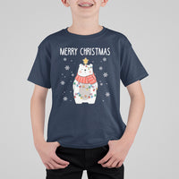 Polar Bear Christmas Tree Costume Red Scarf Merry Christmas T Shirt For Kid - Wonder Print Shop