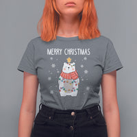 Polar Bear Christmas Tree Costume Red Scarf Merry Christmas T Shirt - Wonder Print Shop