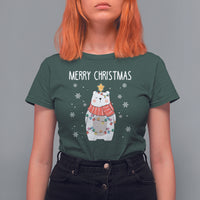 Polar Bear Christmas Tree Costume Red Scarf Merry Christmas T Shirt - Wonder Print Shop