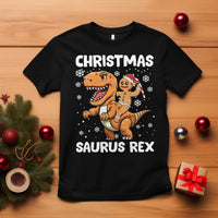 Christmas Saurus Gingerbread Dinosaur Riding Funny Cookie T Shirt - Wonder Print Shop