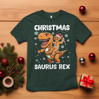 Christmas Saurus Gingerbread Dinosaur Riding Funny Cookie T Shirt - Wonder Print Shop