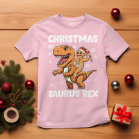 Christmas Saurus Gingerbread Dinosaur Riding Funny Cookie T Shirt - Wonder Print Shop