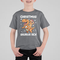 Christmas Saurus Gingerbread Dinosaur Riding Funny Cookie T Shirt For Kid - Wonder Print Shop