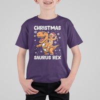 Christmas Saurus Gingerbread Dinosaur Riding Funny Cookie T Shirt For Kid - Wonder Print Shop