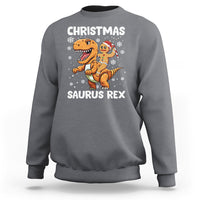 Christmas Saurus Gingerbread Dinosaur Riding Funny Cookie Sweatshirt - Wonder Print Shop
