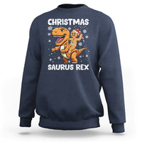 Christmas Saurus Gingerbread Dinosaur Riding Funny Cookie Sweatshirt - Wonder Print Shop