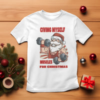 Christmas T Shirt Civing Muscles Santa Weightlifting Gymer - Wonder Print Shop