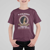 Black Women Pride T Shirt For Kid Made Out Of Brown Sugar Cocoa Honey And Gold Retro