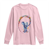 LGBTQ Ally Long Sleeve Shirt Dream Without Fear Love Without Limits Rainbow Watercolor Elephant