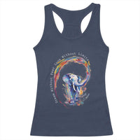 LGBTQ Ally Racerback Tank Top Dream Without Fear Love Without Limits Rainbow Watercolor Elephant