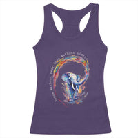 LGBTQ Ally Racerback Tank Top Dream Without Fear Love Without Limits Rainbow Watercolor Elephant