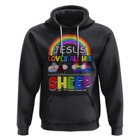 LGBT Pride Hoodie Jesus Loves All His Sheep Lesbian Gay Bisexual Transgender Black White - Wonder Print Shop