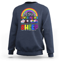 LGBT Pride Sweatshirt Jesus Loves All His Sheep Lesbian Gay Bisexual Transgender Black White - Wonder Print Shop