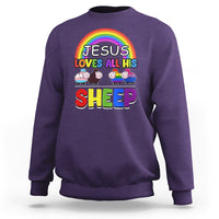 LGBT Pride Sweatshirt Jesus Loves All His Sheep Lesbian Gay Bisexual Transgender Black White - Wonder Print Shop