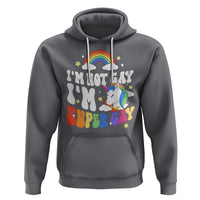 Funny LGBT Pride Hoodie I'm Not Gay I'm Super Gay Cute Unicorn Rainbow - Wonder Print Shop