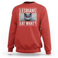 Lesbians Eat What? Funny Scared Cat LGBT Pride Sweatshirt - Wonder Print Shop