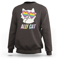 LGBTQ Ally Pride Rainbow Cat Lover Sweatshirt - Wonder Print Shop