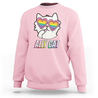 LGBTQ Ally Pride Rainbow Cat Lover Sweatshirt - Wonder Print Shop