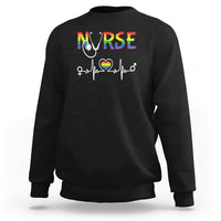 LGBT Nurse Sweatshirt Rainbow Flag Heartbeat Nurse RN Gay Pride - Wonder Print Shop