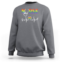 LGBT Nurse Sweatshirt Rainbow Flag Heartbeat Nurse RN Gay Pride - Wonder Print Shop