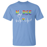 LGBT Nurse T Shirt Rainbow Flag Heartbeat Nurse RN Gay Pride - Wonder Print Shop