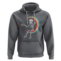 Pansexual Pride Hoodie Skeleton Drinking Coffee LGBTQ Pan Flag - Wonder Print Shop