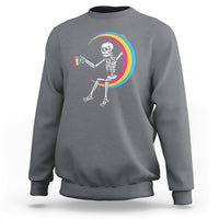 Pansexual Pride Sweatshirt Skeleton Drinking Coffee LGBTQ Pan Flag - Wonder Print Shop
