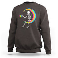 Pansexual Pride Sweatshirt Skeleton Drinking Coffee LGBTQ Pan Flag - Wonder Print Shop