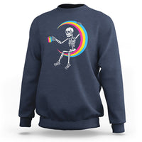 Pansexual Pride Sweatshirt Skeleton Drinking Coffee LGBTQ Pan Flag - Wonder Print Shop
