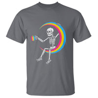 Pansexual Pride T Shirt Skeleton Drinking Coffee LGBTQ Pan Flag - Wonder Print Shop