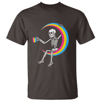 Pansexual Pride T Shirt Skeleton Drinking Coffee LGBTQ Pan Flag - Wonder Print Shop