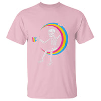 Pansexual Pride T Shirt Skeleton Drinking Coffee LGBTQ Pan Flag - Wonder Print Shop