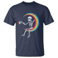 Pansexual Pride T Shirt Skeleton Drinking Coffee LGBTQ Pan Flag - Wonder Print Shop