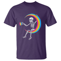 Pansexual Pride T Shirt Skeleton Drinking Coffee LGBTQ Pan Flag - Wonder Print Shop