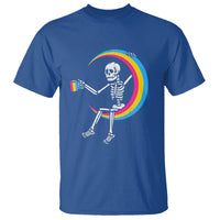 Pansexual Pride T Shirt Skeleton Drinking Coffee LGBTQ Pan Flag - Wonder Print Shop