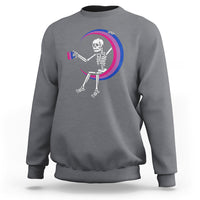 Bisexual Pride Sweatshirt Skeleton Drinking Coffee LGBTQ Bi Flag - Wonder Print Shop