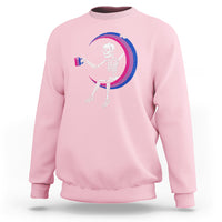 Bisexual Pride Sweatshirt Skeleton Drinking Coffee LGBTQ Bi Flag - Wonder Print Shop
