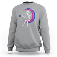 Bisexual Pride Sweatshirt Skeleton Drinking Coffee LGBTQ Bi Flag - Wonder Print Shop