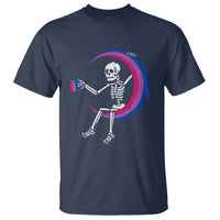 Bisexual Pride T Shirt Skeleton Drinking Coffee LGBTQ Bi Flag - Wonder Print Shop