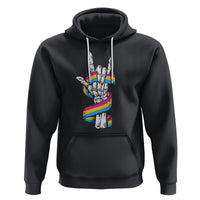 Bisexual Pride Hoodie Skeleton Rock Hand LGBTQ Bi Flag - Wonder Print Shop