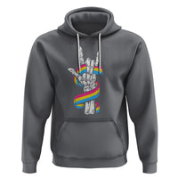 Bisexual Pride Hoodie Skeleton Rock Hand LGBTQ Bi Flag - Wonder Print Shop