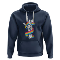 Bisexual Pride Hoodie Skeleton Rock Hand LGBTQ Bi Flag - Wonder Print Shop