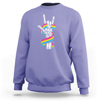 Bisexual Pride Sweatshirt Skeleton Rock Hand LGBTQ Bi Flag - Wonder Print Shop