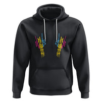 Bisexual Pride Hoodie Skeleton Rock Hand LGBTQ Bi Flag - Wonder Print Shop