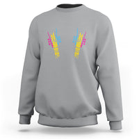 Bisexual Pride Sweatshirt Skeleton Rock Hand LGBTQ Bi Flag - Wonder Print Shop