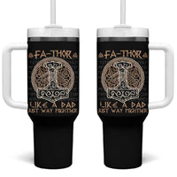 Funny Viking Dad Tumbler With Handle Fathor Like A Dad Just Way Mightier